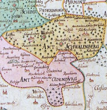 Aemter Oldenburg und Schwalenberg in der Grafschaft Lippe um 1755